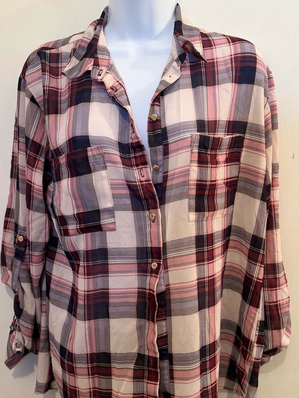 Pink / Plaid Button-Up Shirt